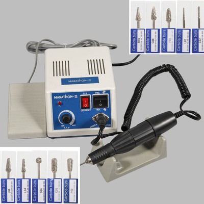 Dental LAB MARATHON-III Micromotor 35K RPM Polishing Handpiece 10*Drill Burs