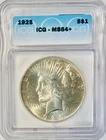 1925 Peace Silver Dollar $1 Choice Uncirculated ICG MS64+