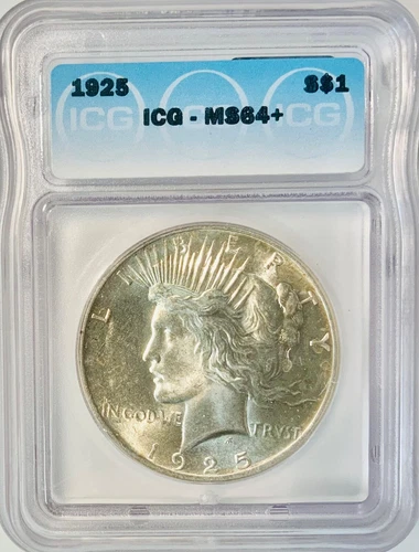 1925 Peace Silver Dollar $1 Choice Uncirculated ICG MS64+