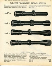 1970 Print Ad of Weaver Model V V4.5 V7 V9 & V12 Variable Power Rifle Scope