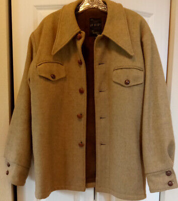 VTG PETERS Lined All Weather Wool Jacket Leather Buttons VTG PETERS Lined All Weather Wool Jacket Leather Buttons