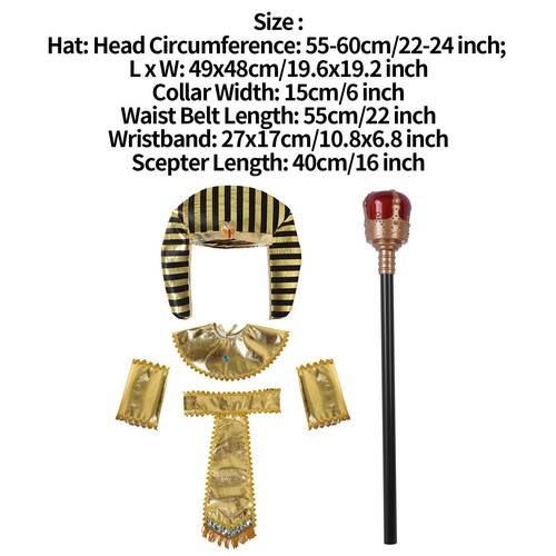Adults King Costumes Props Masquerade Pharaoh Cosplay Carnivals Festival Shiny - Picture 35 of 42