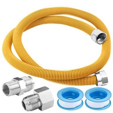 Gas Line Kit, 72" Flexible Stainless Steel for Dryer, Stove, Range, 1/2" OD w...