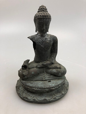 Buddha Figur Thailand Messing Wunschgewährungeste 17 cm ANTIK-LOOK