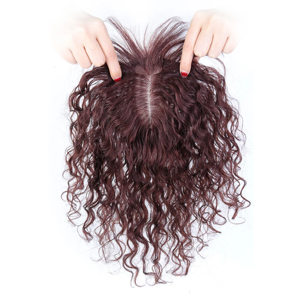 Topper de cabello rizado 100 % cabello humano toupee clip superior en piezas de cabello para mujeres + Bang Foto 2 de 4