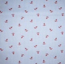 Red Anchors on Dusty Blue - 100 Cotton Fabric 1/4 Yard