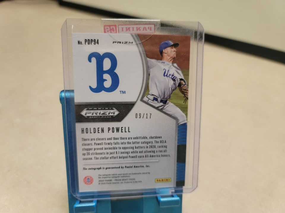 Holden Powell 2020 Panini Prizm Draft Picks Power Plaid Auto Baseball Card /17 - Image 4 of 4