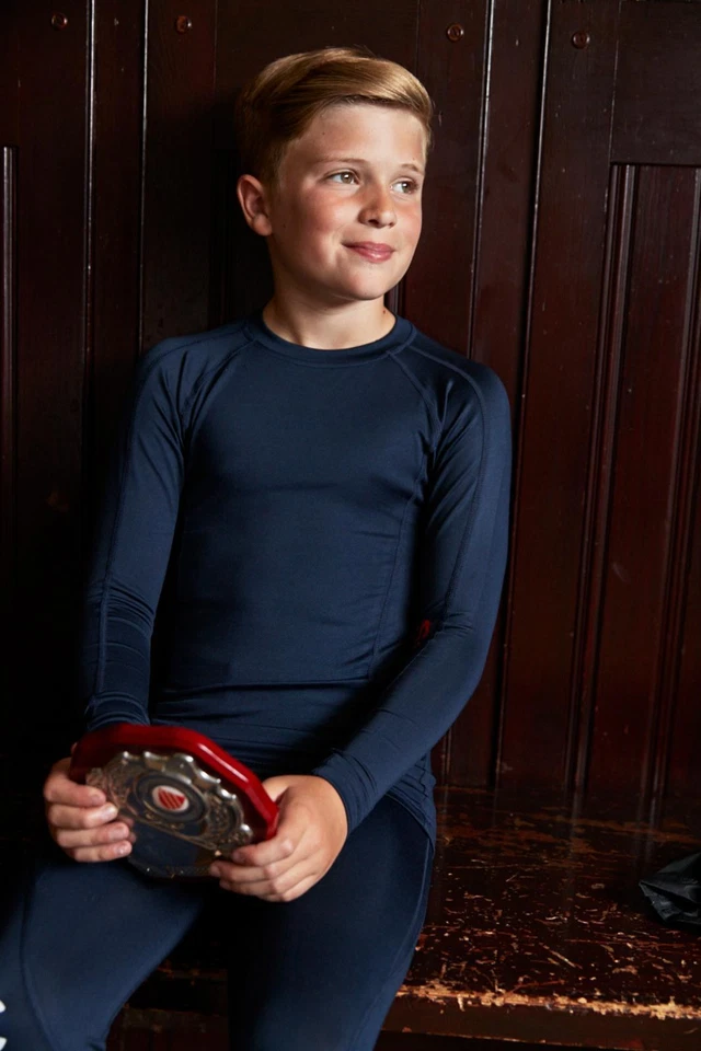 i-sports Kids Base Layer Tops Compression Thermals Plain Skins Under Wear Shirts - Image 2 of 4