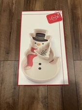 NWT Lennox Porcelain Snowman Chip And Dip Serving Platter
