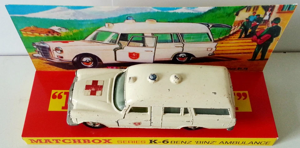 Ambulancia Lesney MATCHBOX Diecast KING SIZE K-6 BENZ BINZ y caja personalizada Display e Foto 3 de 4