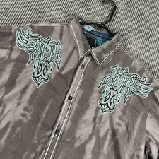 Roar Shirt Mens 3XL Gray Long Sleeve Button Up Signature Stretch Loud Party