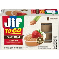 Jif To Go Natural Creamy Peanut Butter, 1.1 Ounce (8 Pack)