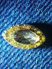 Gold Tone Oval Pin  1.5 Carat Marquette Cut Diamond / Stone Cluster Setting — photo 2
