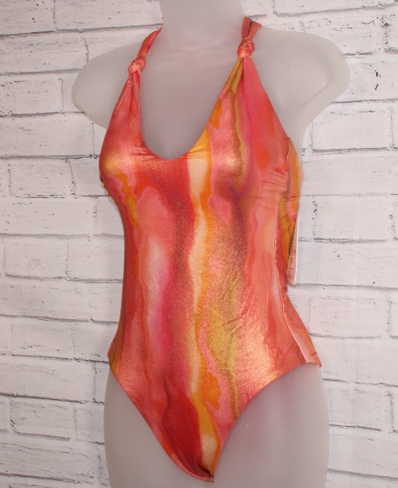 Traje de baño para mujer Becca metálico de una pieza naranja talla pequeña nuevo con etiquetas $148 Foto 4 de 4