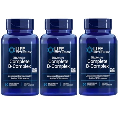Life Extension BioActive Complete B-Complex 60 vcaps Each (Pack of 3)