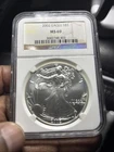 2002 Silver Eagle $1 NGC MS69 – 1 oz .999 Fine Silver – Cosmetic Hologram Issue