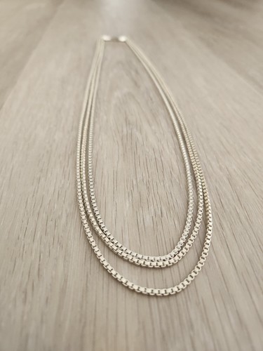 Vintage Triple Strand Silver Tone Necklace Made in West Germany