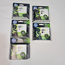 Lot of 5 Genuine HP 60XL BLACK /TRI-Color Ink Cartridges Sealed NIP