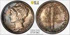 1942-S Mercury Dime PCGS MS-64FB CAC Full Bands Silver Colorfully Toned TruView!