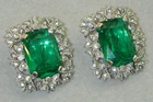 FAB JOMAZ Joseph Mazer Emerald Center Clear Rhinestone Clip Earrings