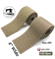 4" Wide x 24" Inch VELCRO  Brand Military-Spec Sew-On  Hook  Loop - Tan 499