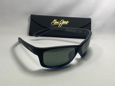 Maui Jim Kanaio Coast Polarized Sunglasses Black-Blue/Gray Glass 766-08C New