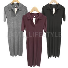 UNIQLO Washable Skipper Collar Polo Dress S-3XL Knit Ribbed Women 485266 NWT