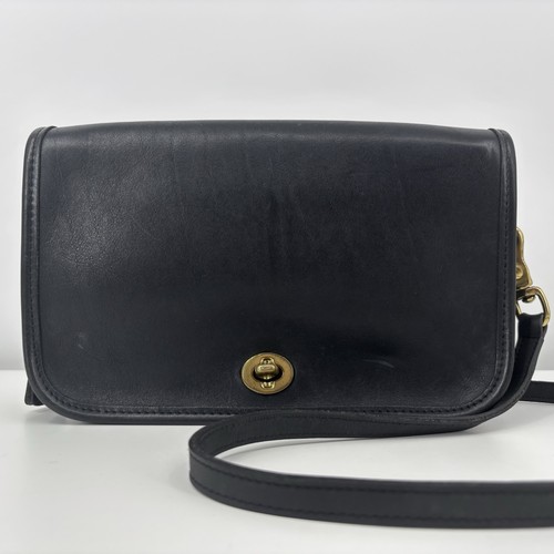 Vintage Coach Black Penny Turn lock Crossbody Bag Authentic From Japan - Image 1