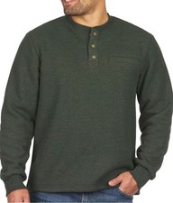 NWT Coleman Men Medium Hunter Green Sherpa Lined Waffle Henley Shirt Pocket
