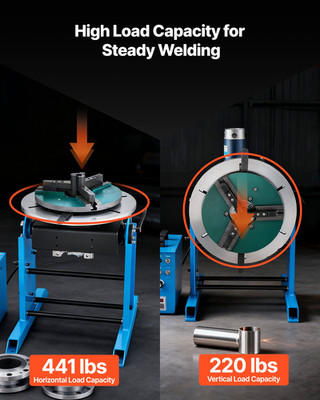 Welding Positioner 441 lb Rotary Turntable -45° 90° 0.5 5 RPM
