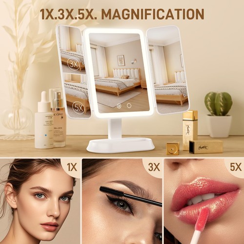 Vanity Mirror with Lights, Rechargeable Lighted Makeup Mirror with 1X/3X/5X M... - Picture 3 of 7