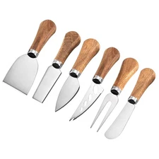 Stainless Steel Cheese Tool Set - 6 Piece Cheese Knife Set - Cut Spread Shave...