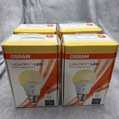 Lot of 4 OSRAM LED Bulb Dimmable LIGHTIFY A19 Soft White 9 W LED Light 60 W B7