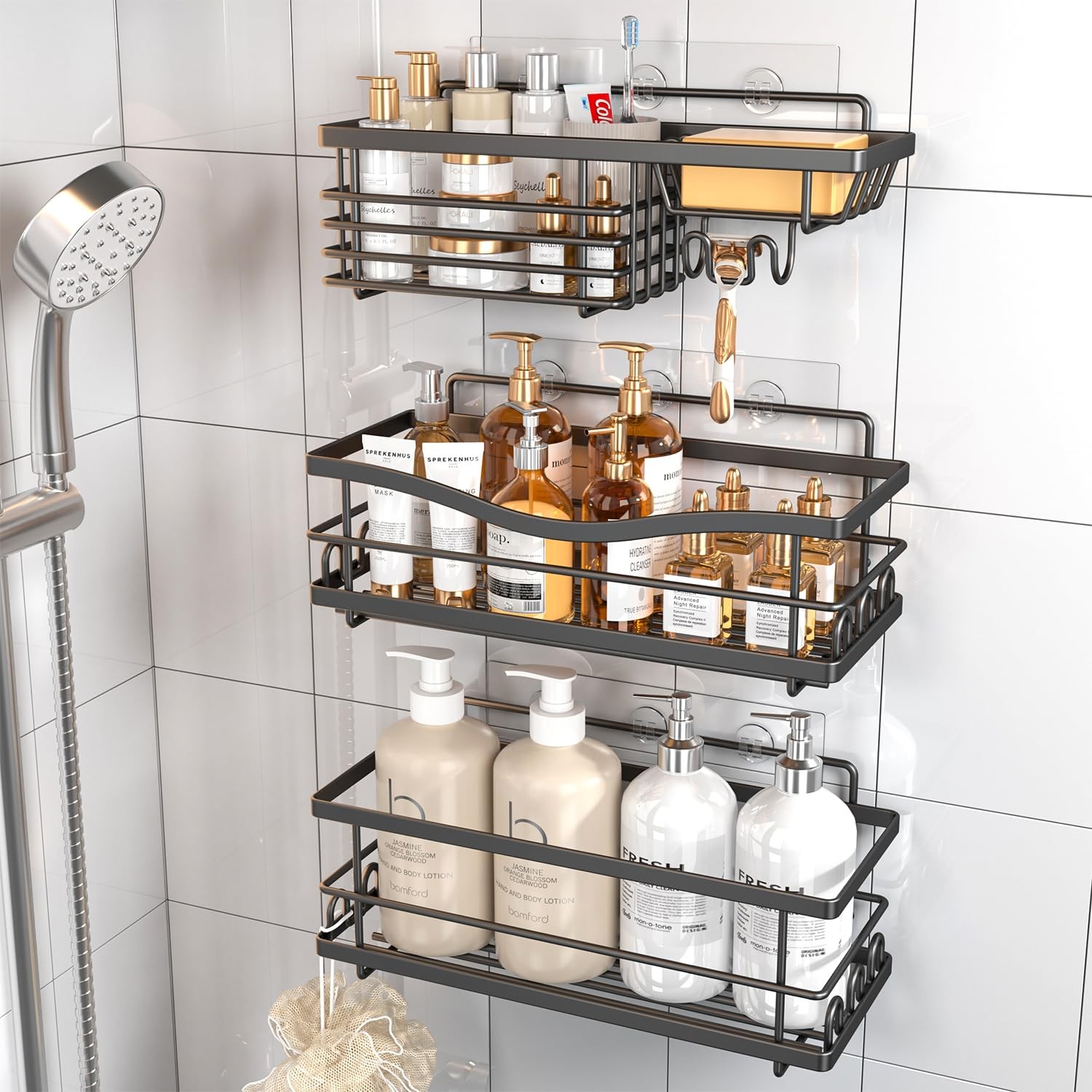 Shower Caddy, 3 Pack Large Capacity Bathroom Organizers and Storage, No Drill...