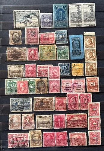 Old Group Of Vintage US Stamps, Used & Mint. Revenues, BOB, Etc…