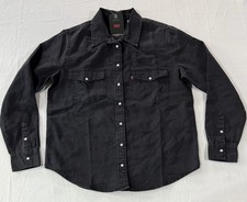 Levi's Women's Black Ultimate Western Denim Shirt Pearl Snap Button Size Lg. NWT