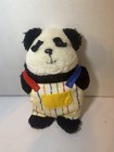 Vintage 1983 Eden Toys Panda Bear Plush 9"  Striped Overalls Stuffed Animal — photo 1