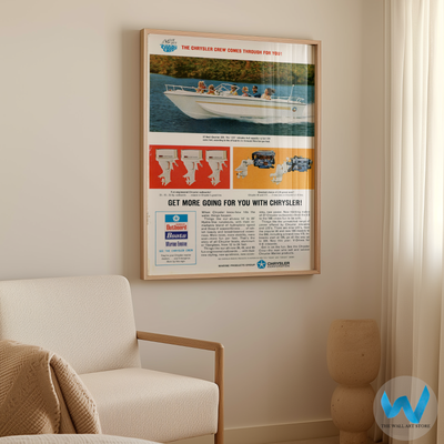 Chrysler Marine 1960s Hydro-Vee Boat & Outboard Poster - 12X16