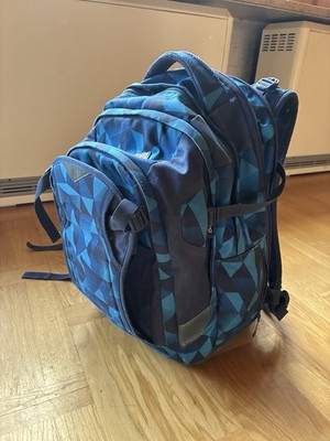 Satch Schulrucksack Jungen, Blau Karo, Schulranzen
