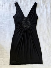 Vintage BCBGMAXAZRIA Little Black Embellished Cocktail Dress Size S