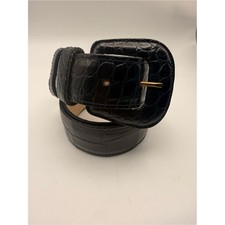 Vintage Doncaster Black Leather Croc-Embossed...