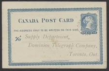 1877 #P1 1c Victoria PSC Orangeville ONT Dominion Telegraph Supply Dept Message