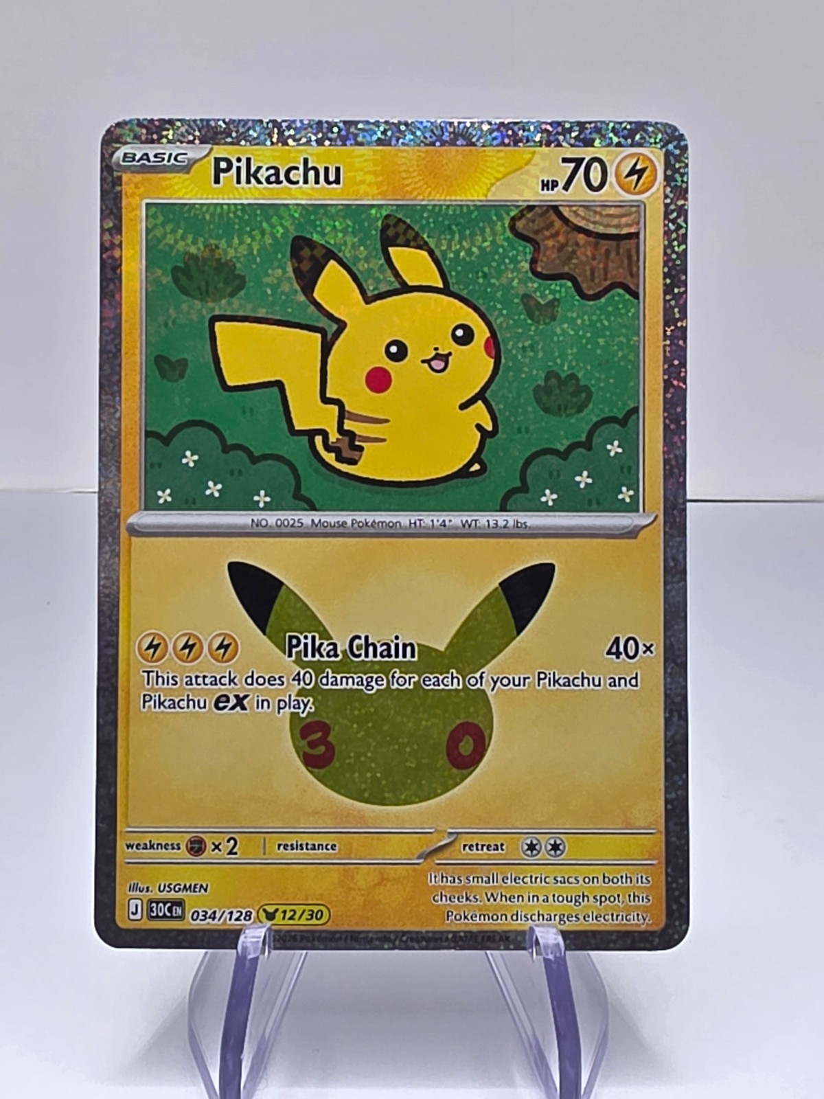 Pokemon 30th Anniversary 34/128 (12/30) Pikachu Exclusive
