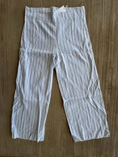 Avenue Montaigne Alex Linen Pant Grey Blue Stripe F1526 Size 2 BNWT