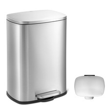 QUALIAZERO 50L / 13 Gallon Stainless Steel Step-On Kitchen Trash Can
