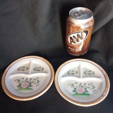 Set of 2 Floral Lusterware Divided Plates from Child's Tea Set 5" EUC Japan