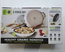The Original Green Pan 3-Piece Set Healthy Ceramic Nonstick  Hard Anodized