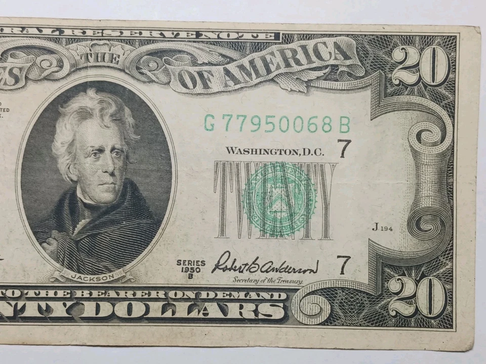 1950 B Green Seal $20 Dollar  Federal Reserve Note FRN Chicago Nice - Image 4 of 4