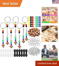 564 Pcs DIY Wood Cross Keychain Making Kit Easter Key Chain Craft
