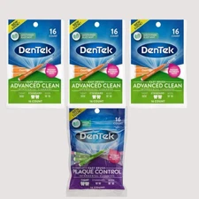 Lot of 4  ~ 16 count ~ DenTek Interdental Brush Cleaners ( 3 standard & 1 tight)